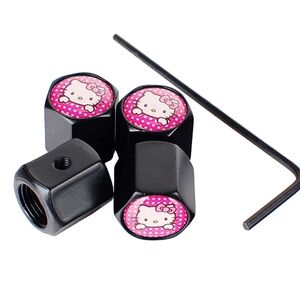 New Hello Kitty Black and Pink Anti-Theft Stainless Steel Valve Stem Caps